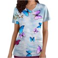 thumbnail image 2 of EGNMCR Sarraus pour Femmes Mode pour Femmes Col en V Imprimé Manches Courtes Poche Combinaison Haut Cadeaux pour Femmes, 2 of 4