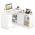 thumbnail image 1 of Gymax Bureau d'Ordinateur en L Réversible de 48 Pieds' avec 2 Portes, 4 Cubes de Rangement Ouverts pour Bureau, Blanc, 1 of 10