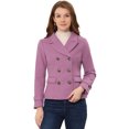 thumbnail image 1 of INSPIRE CHIC Caban à Revers Cranté à Double Boutonnage pour Femme Gris Violet TG, 1 of 5