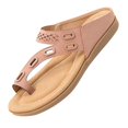thumbnail image 1 of Women’s Toe Thong Footbed Slide Sandals  Wide Width Available, 1 of 5