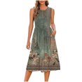 thumbnail image 2 of Ovzne Robes d'Été pour Femmes 2025 Robe pour Femme Mode Robe Décontractée Imprimée à Manches Courtes à Col Rond avec Poches Robe Grande Taille Robe Maxi Imprimée Liquidation, 2 of 6