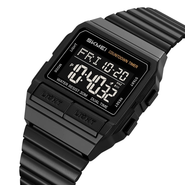 Aufmer 2 Pcs Outdoor Sports Watch for Men, Waterproof Digital Watch with Luminous Display, Multi Functional Watch for Hiking Swimming Running, Durable Stopwatch Alarm for Camping Activities Gift