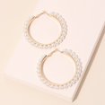 thumbnail image 3 of Hoop Earrings Dainty Fake Pearl Circle Dangle Earrings Geometric Drop Earrings, 3 of 10