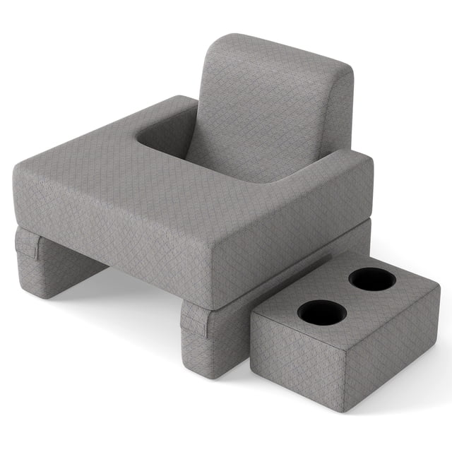 Gymax 3-Piece Reading Pillow Set Extra Large Lap Desk w/ Coaster Back Cushion Gray