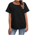 thumbnail image 1 of Yuyuzo T-Shirts pour Femmes T-Shirts Unis à Manches Courtes Hauts à Col Rond T-Shirts de Base Unis d'Été, 1 of 7