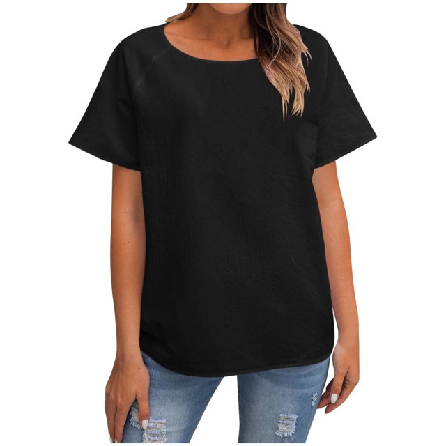 Yuyuzo T-Shirts pour Femmes T-Shirts Unis à Manches Courtes Hauts à Col Rond T-Shirts de Base Unis d'Été