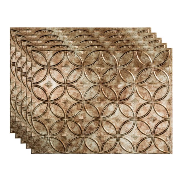 FASÄDE Rings Decorative Vinyl 18in x 24in Backsplash Panel in Bermuda Bronze (5 Pack)
