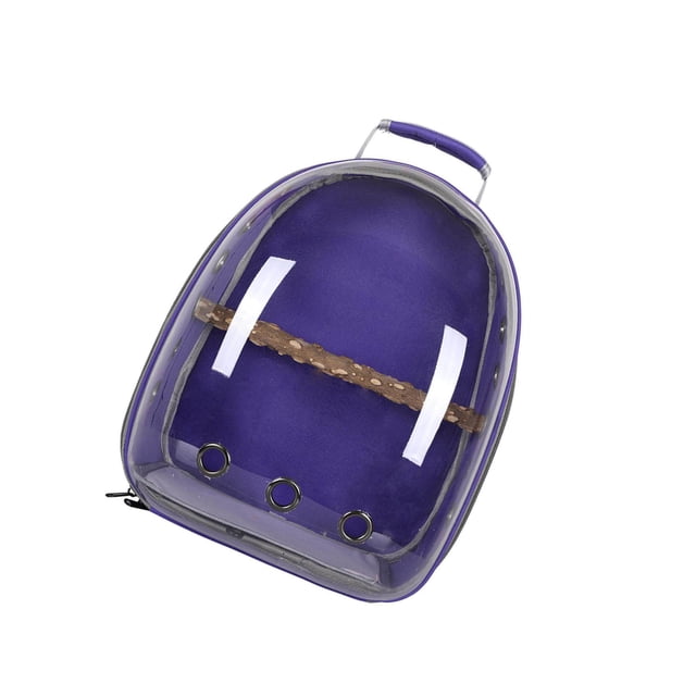 kurtrusly Bird Carrier Cage Shoulder Bag Pet Parrot Travel Clear Backpack Purple