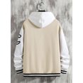 thumbnail image 3 of Faithtur Men's Spring Autumn Casual Coat Long Sleeve Letter Printed Button Up Contrast Color Baseball Jacket, 3 of 4