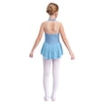 thumbnail image 2 of Oyolan Robe de Patinage Artistique pour Filles, Sans Manches, à Strass et Fleurs, avec Paillettes, Empiècement en Maille, Robe de Ballet et de Patinage à Roulettes, Gris Bleu 16, 2 of 7