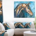 thumbnail image 3 of Design Art Cheval Brun Sur Bleu Aquarelle Art Sur Toile, 3 of 3
