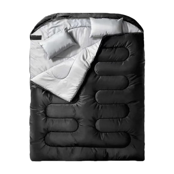 Almencla Double Sleeping Bag Portable for Outdoor Activities Mountaineering Black