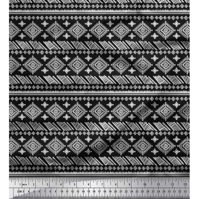 Soimoi Cotton Duck Fabric Aztec African Decor Fabric Printed Yard 56 Inch Wide