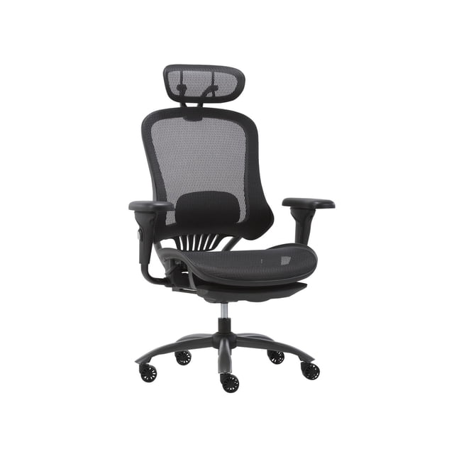 TygerClaw Chaise en Maille à Dossier Haut avec Dossier et Siège en Maille Respirante Noire, Doté d'Un devant en Mousse Moulée, d'Un Appuie-Tête Ajustable, d'Accoudoirs 2D Noirs Ajustables avec Coussinets en PU Doux, d'Un Soutien Lombaire Ergonomique, d'Un Mécanisme d'Équilibre du Poids avec Quatre positions de Verrouillage, et d'Une base en Métal Gris R350 avec Cinq Roulettes, Idéale pour le Bureau et le Poste de Travail.