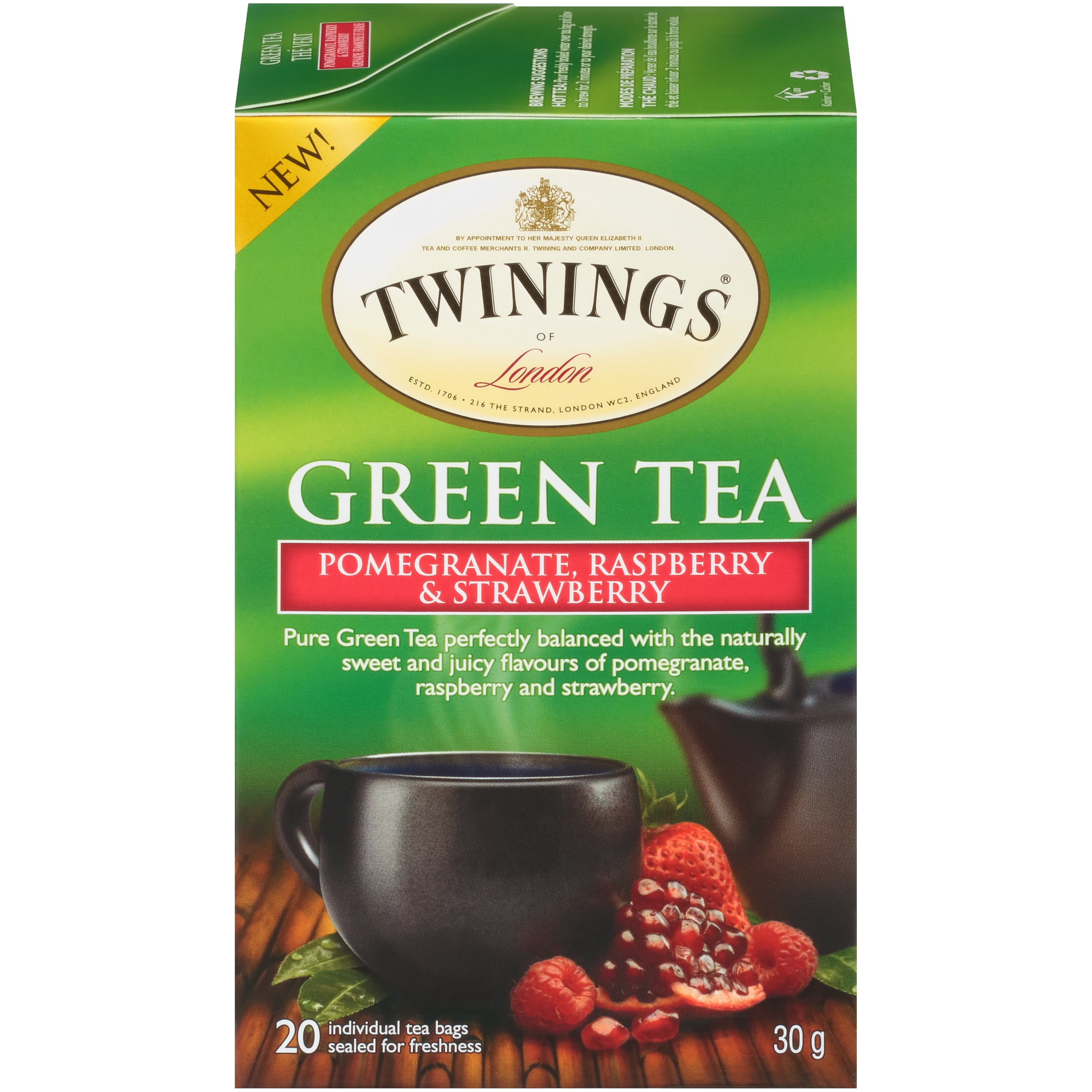 Twinings Green Tea with Pomegrante, Raspberry & Strawberry Tea Bags, 20 bags