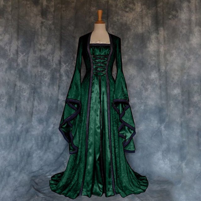 EGNMCR Robes d'Été Femmes Tendance 2024 Robe Princesse pour Femme Style Rétro Couleur Unie Manches Trompette