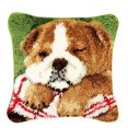 thumbnail image 1 of DIY Latch Hook Rug Making s Dog Cushion Cover Embroidery Sleeping Dog, 43 x Closed Eye Dog, 1 of 9