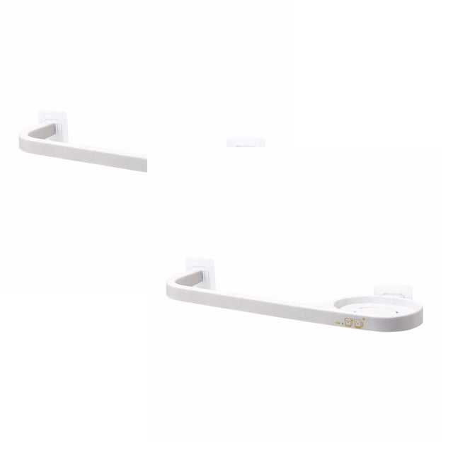 Oleegame 2PC Spoon And Lid Rest Wall Mounted Towel Rack Hanging Plastic Towel Bar Storage Rack Bathroom Rack Single Bar Bath Towel Rack White