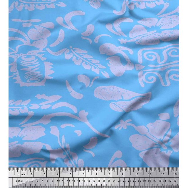 Soimoi Poly Georgette Fabric Flower Artistic Print Fabric by The Yard 52 Inch Wide
