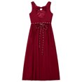 thumbnail image 4 of YUUMIN Robe de Fête Élégante en Chiffon Perlé pour Filles Sans Manches Froncée Col en V Robe de Demoiselle d'Honneur Bourgogne 8, 4 of 7