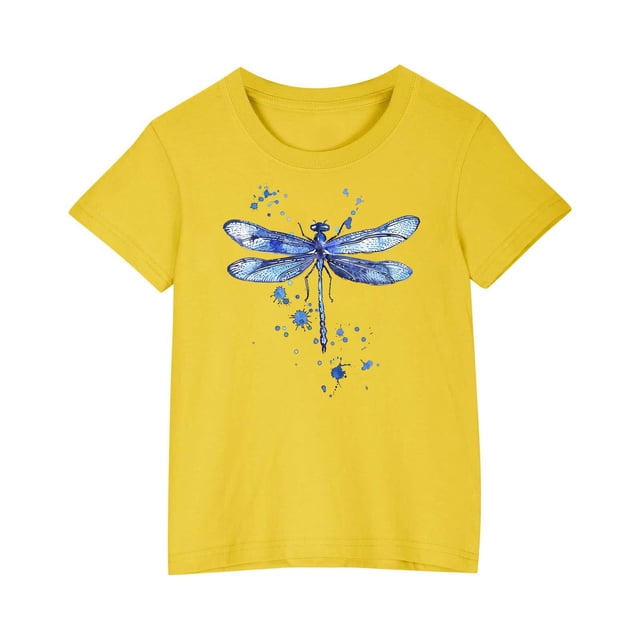 Économies d'Été! SROBPTY T-Shirts à Manches Courtes pour Tout-Petits, T-Shirt Imprimé pour Garçons Tout-Petits Mode Col Rond Imprimé Manches Courtes Jaune, 9 Ans