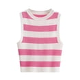 thumbnail image 1 of Dealovy Débardeurs pour Femmes Été Côtelé Court Ajusté Rayé Sans Manches Col Rond T-Shirts, 1 of 4