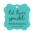 thumbnail image 1 of Darling Souvenir Personalized Fancy Frame Paper Tags Wedding Sparklers Let Love Sparkle Custom Hang Tags-Turquoise-100 Tags, 1 of 1