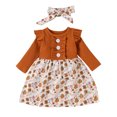 thumbnail image 2 of EGNMCR Headbands for Kids Toddler Girl Ribbed Leopard Printed Flutter-Sleeve Dress Baby Suit Girl Server, 2 of 9