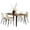 Fuax Walnut Table Beige Fabric Chairs, variant on Homy Casa 63 inch Modern Dining Set, Dining Table with 4 Chairs, Beige Fabric