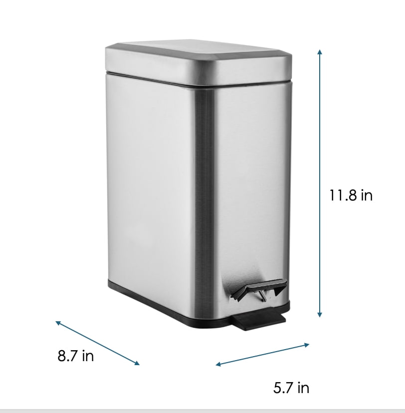 Poubelle à pédale en acier Inoxydable Mainstay 5L