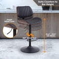thumbnail image 3 of Swivel Upholstered Bar Stools with Extra Large 45cm Base, Mid-Back Counter Height Stools Kitchen Island Chair with Ribbed Back and Foot Ring, 3 of 7