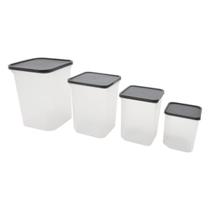 Mainstays 4 pack Ensemble de contenants en plastique gris carré, organisateur de garde-manger pour le stockage des aliments secs