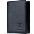 thumbnail image 1 of BULLCAPTAIN Large Capacity RFID Blocking Genuine Leather Wallet Black QB-027, 1 of 12