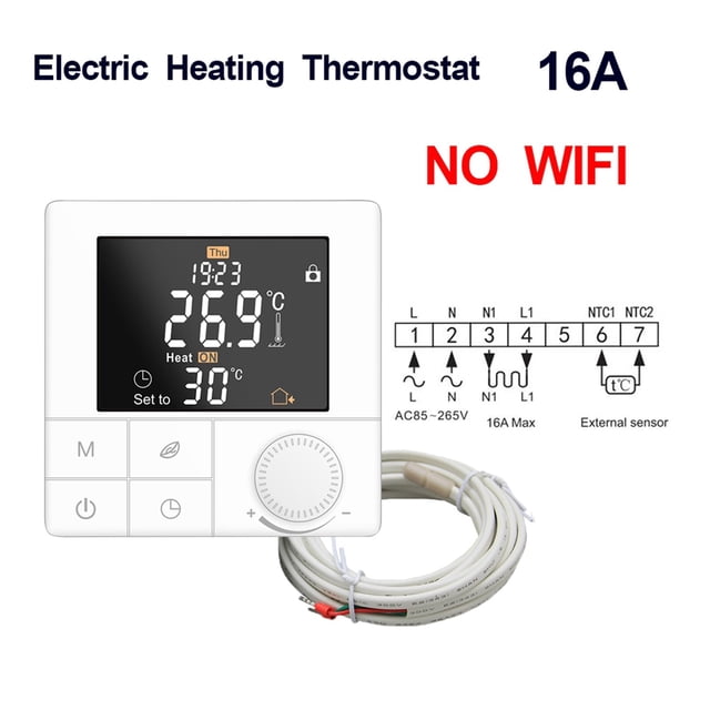 Thermostat de Programmation Hebdomadaire Wi-Fi avec Application, Contrôle de la Température, Commande Vocale Alexa, Thermorégulateur Intelligent Chaud pour Chauffage au Sol, Bricolage Facile