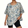 thumbnail image 5 of Hauts pour Femmes Mode Décontractée Court Manches 3/4 Imprimé Chemise Ample Blouse Haut Blouses pour Femmes, 5 of 5