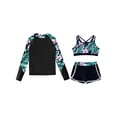 thumbnail image 3 of Manyakai 3Pcs Girls Tankini Rashguard Swimsuit Set Long Sleeve Swim Shirt Crop Top with Swim Trunk Lily 10, 3 of 7