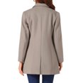 thumbnail image 3 of INSPIRE CHIC Women's Coat Solid Color Notched Lapel Single Breasted Winter Peacoat Dark Tan L, 3 of 6