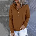 thumbnail image 2 of Timegard Hoodies for Women Button Long Sleeve Sweatshirts Pullover Fall Winter Loose Top with Pocket, 2 of 6
