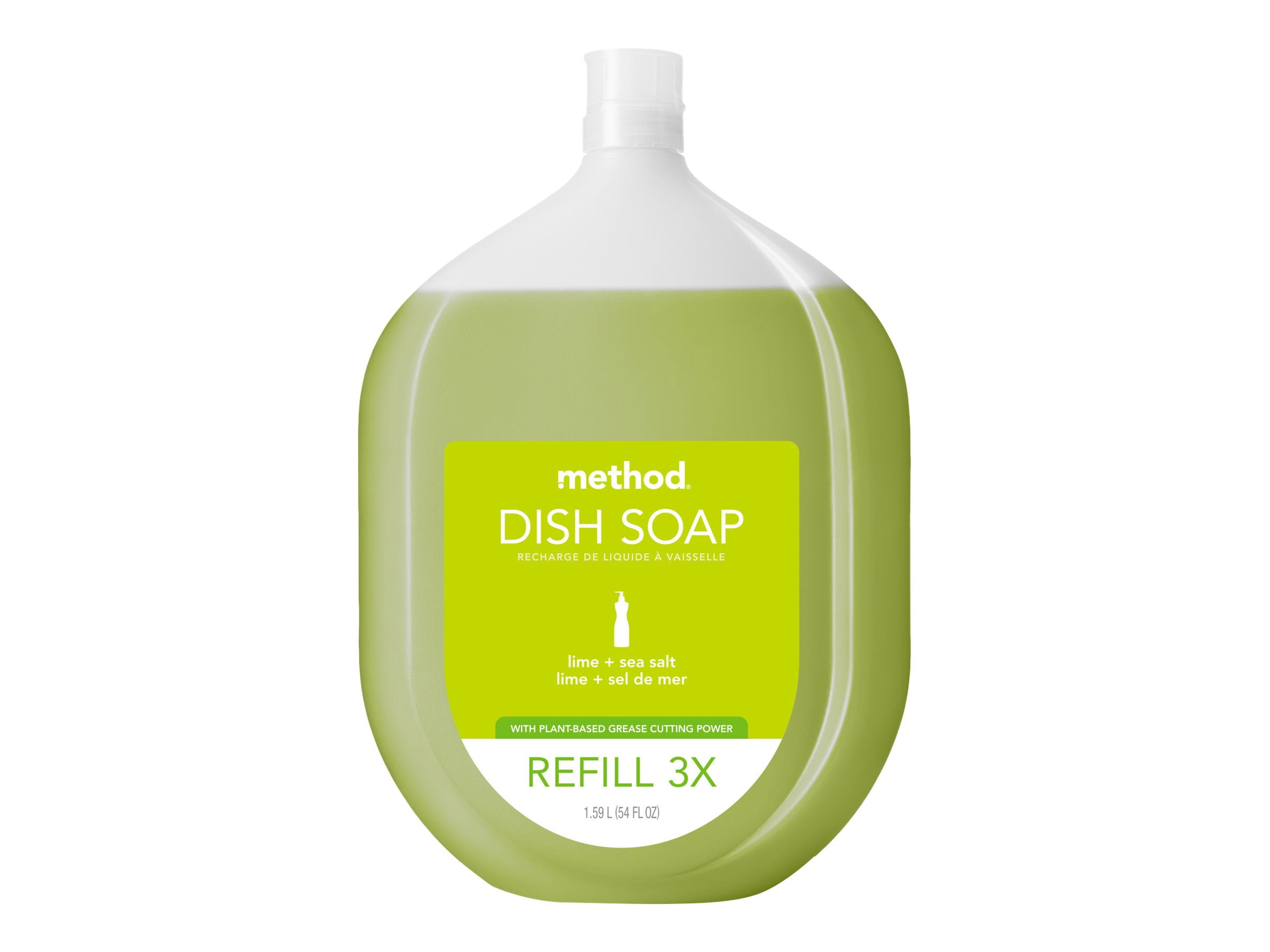 Method Gel Dish Soap Refill Lime + Sea Salt Scent Powerful Cleaning Formula Large Refill Tub Biodegradable Formula Cuts Through Grease 54 Fl Oz