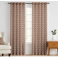 thumbnail image 2 of Vargottam Cotton Curtains for Windows - 3-in-1 Rod Pocket/Back Tab Short Window Drapes - Light Filtering Cotton Panels - Set of 2, 52"x63" - Monochrome Tropical Print (Brown), 2 of 8
