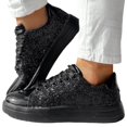 thumbnail image 1 of Dakaela Espadrilles de Mode à Paillettes pour Femmes, Basses, Plateforme, Strass, Chaussures de Marche et de Course, Noir 9.5, 1 of 7