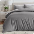 thumbnail image 1 of Bare Home Housse de Couette Sablée - Ultra Douce - Premium 1800 Collection - Ensemble 3 Pcs - Très Grand, Gris Givre, 1 of 8