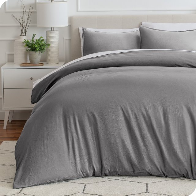 Bare Home Housse de Couette Sablée - Ultra Douce - Premium 1800 Collection - Ensemble 3 Pcs - Très Grand, Gris Givre