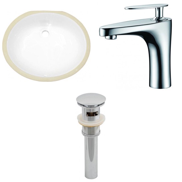 19.5-in. W CUPC Oval Bathroom Undermount Sink Set In White - Chrome Hardware - Overflow Drain Incl. AI-13230