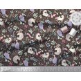 thumbnail image 3 of Soimoi Brown polyester Crepe Fabric Unicorn & Floral Printed Fabric 1 Yard 42 Inch Wide, 3 of 5