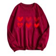 thumbnail image 2 of Qertyioot Chandail Cœur d'Amour Saint-Valentin, s Imprimé Mode Femme Manches Longues Col Rond Imprimé Blouse Ample Hauts, 2 of 3