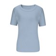 thumbnail image 4 of AherBiu Womens Tops Summer Ribbed Knitted Stretchy Slim Tight Tops Solid Color Short Sleeve Tshirts, 4 of 4