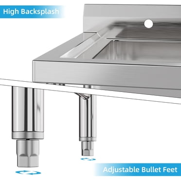 BeesClover Freestanding Stainless Steel Prep & Utility Sink, 1-Compartment Commercial Workstation with Legs for Kitchen, Garden, Outdoor, Patio