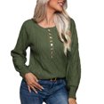 thumbnail image 1 of Timegard Chandails pour Femmes Col Rond à Boutons Manches Longues Coupe Ajustée Tricot Chandail Vêtements d'Automne Hiver, 1 of 6