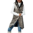 thumbnail image 4 of Kmbangi Gilet Long Sans Manches à Fermeture Éclair, Coupe Ajustée, Uni, Décontracté pour Femmes, 4 of 9